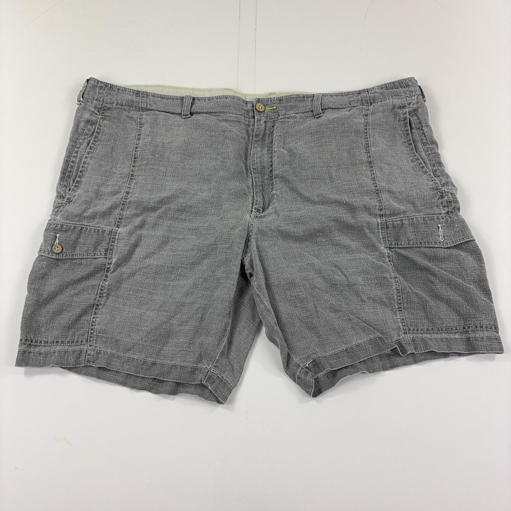 Tommy Bahama Cargo Shorts Mens 48 Gray Linen Relaxed Fit 9 Inseam Casual